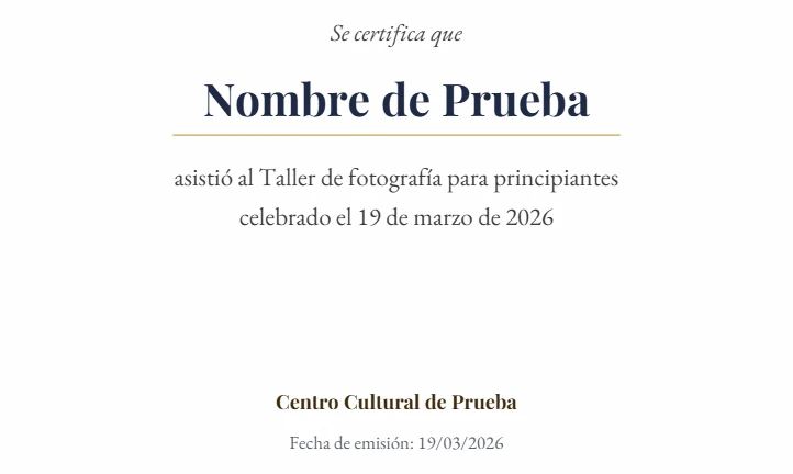 El certificado descargado con «19 de marzo de 2026» y «Fecha de emisión: 19/03/2026» en la misma fuente.